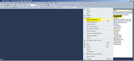 Manage Configurations options in windows azure
