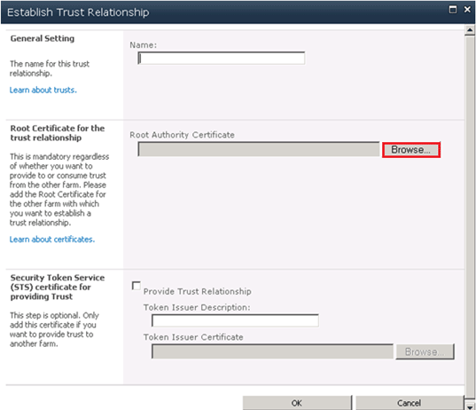 Import the Security Certificate into SharePoint