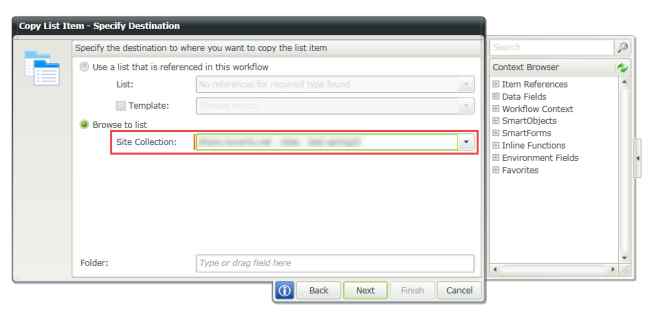 Specify the destination