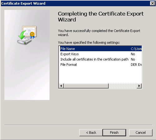 Certificate Export Wizard