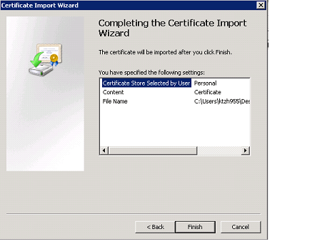 complete the import wizard in mmc