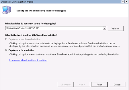 local site in visual web part