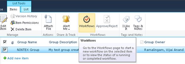 Workflow ribbon interface