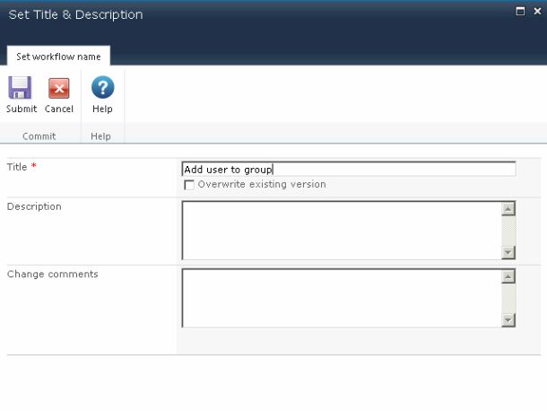 Title and description in workflow