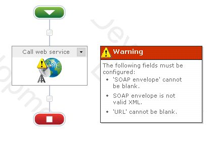 warning symbol in workflow