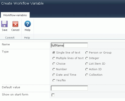 Fill workflow Variables details