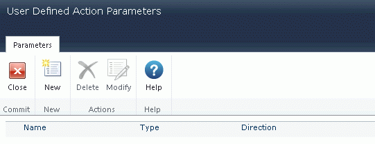 New User Defined Actions Parameters