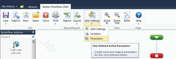 SharePoint User Defined Actions Parameters