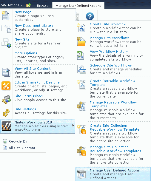 SharePoint User Defined Actions 