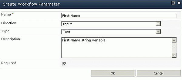 create workflow parameter