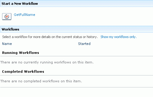 workflow Start button