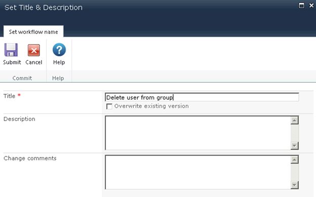 Title and description in workflow