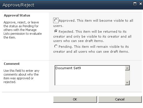 Approval status is set to Rejected