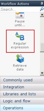 Regular expression action
