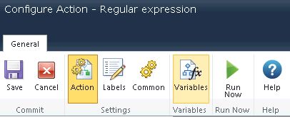 Variables button in the ribbon interface