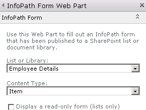 Create InfoPath Form web part sharepoint