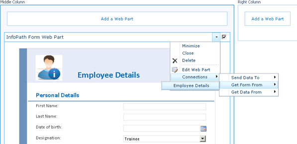 Connecting the web parts Sharepoint