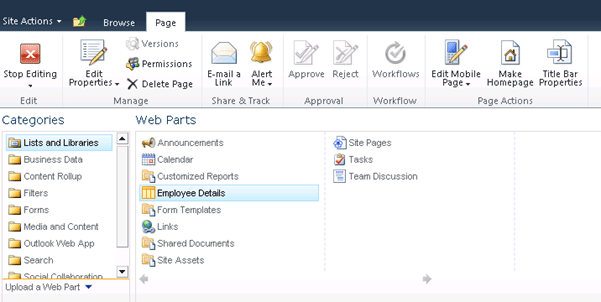 Create List view web part sharepoint