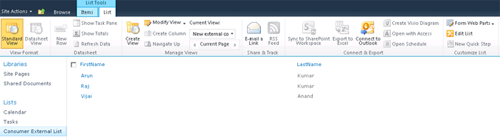 create external list in sharepoint 2010