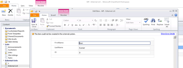column in SharePoint Workspace