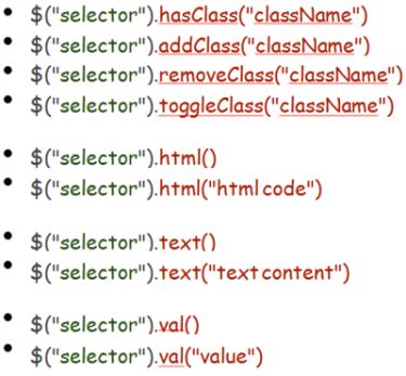 Class, HTML, Text, Value - Functions