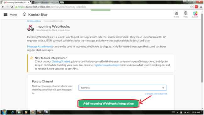 Add Incoming Webhooks Integration