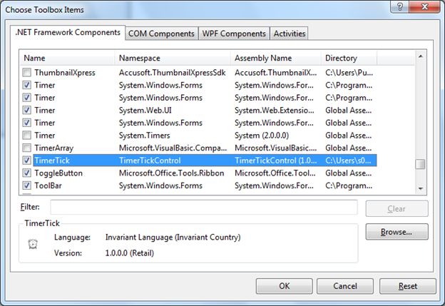Browse and select the DLL