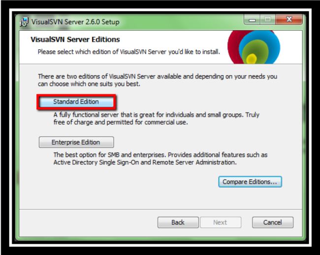 Editions Options in SVN Server setup