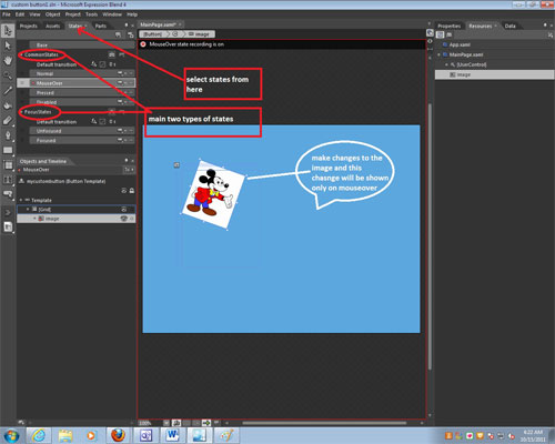 Interaction pane in Expression Blend