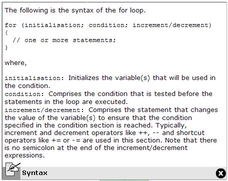 For Statement Syntax
