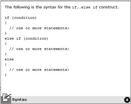 If else if Syntax