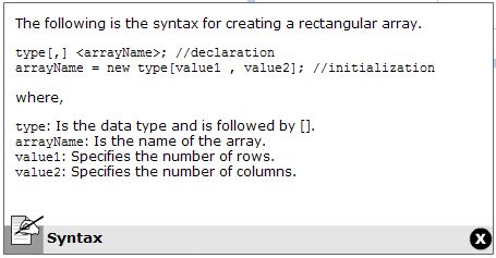 Rectangular Array Syntax