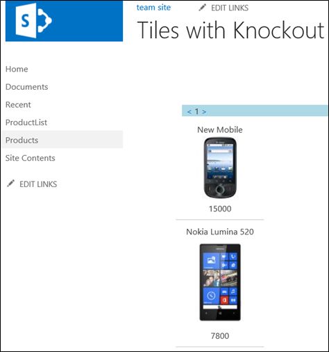 Tiles with KnockoutJs