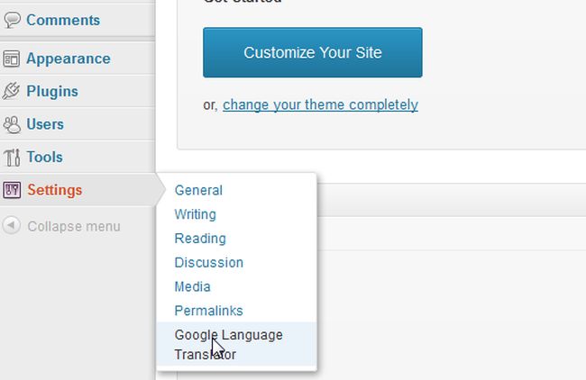 google language translator setting