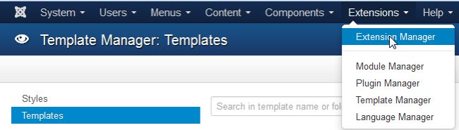 extension manager option