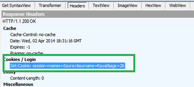 Send cookie through HTTP response