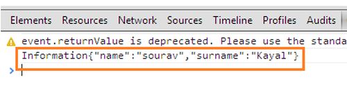 returned data in JSON format