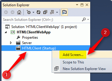 add screen in visual studio