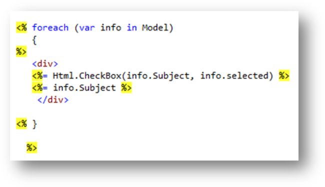 foreach loop to display list of checkbox