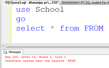 SQURE Bracket in sql server