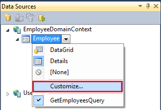 dialog box in customize data