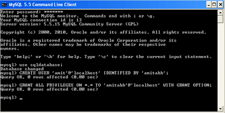 granting privileges to mysql database