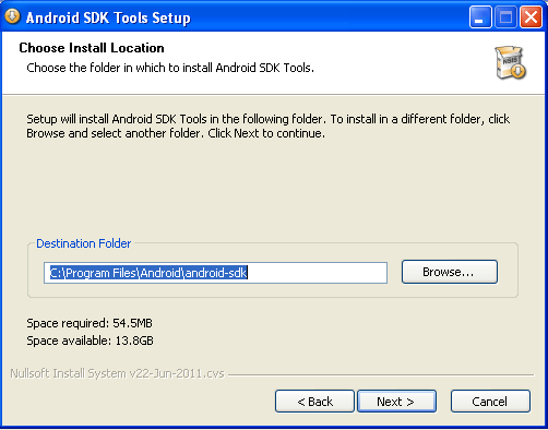 select destination folder