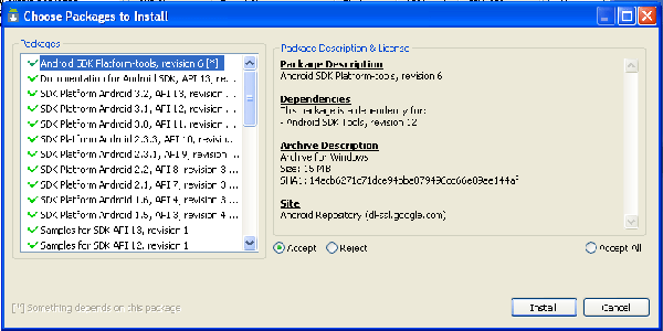 choose package to install