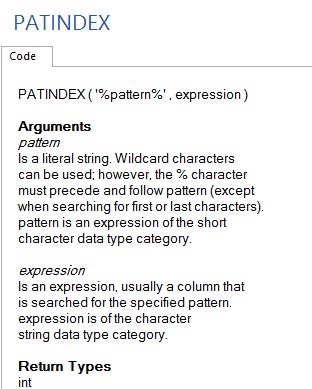 PATINDEX