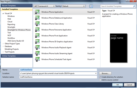 Listpicker in Windows Phone