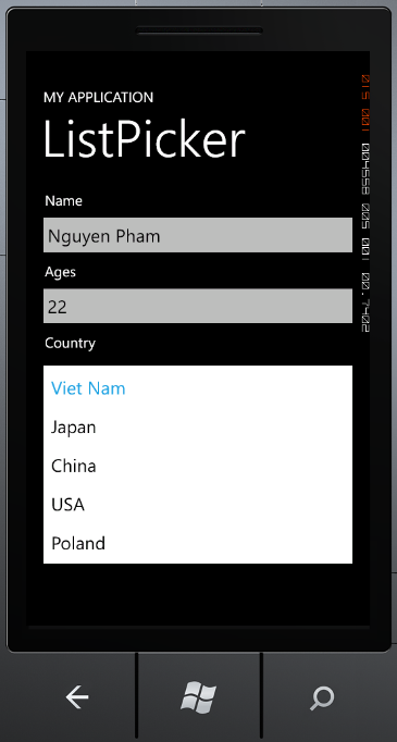 Listpicker in Windows Phone