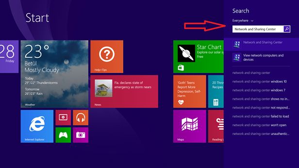 Network and sharing Center