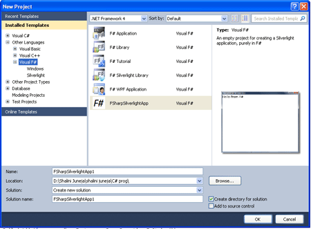New Project Dialog Box