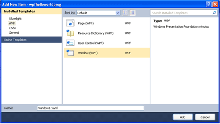 Add new Item Dialog Box
